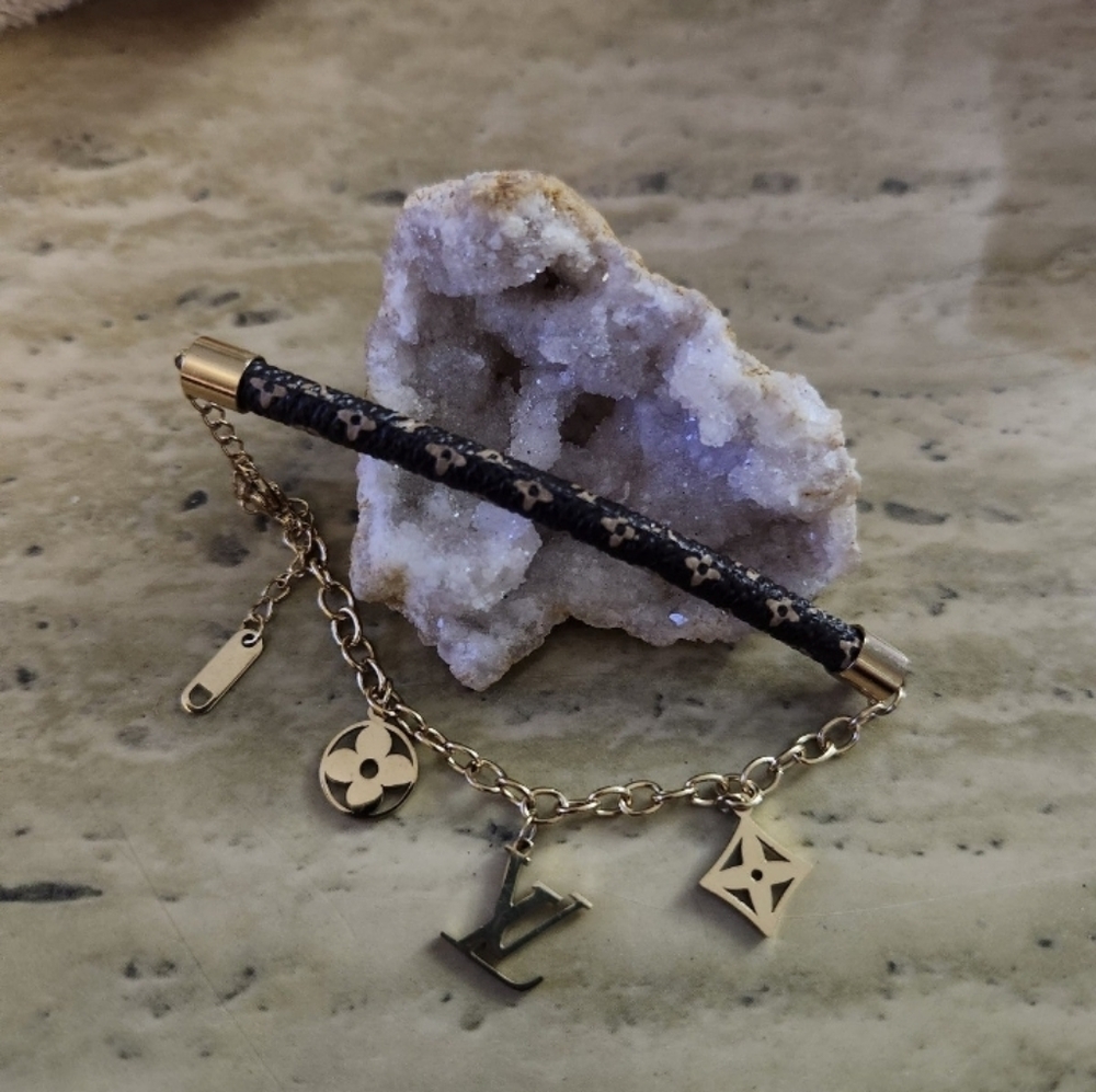 Initial Goldtone Bracelet // LV Impression